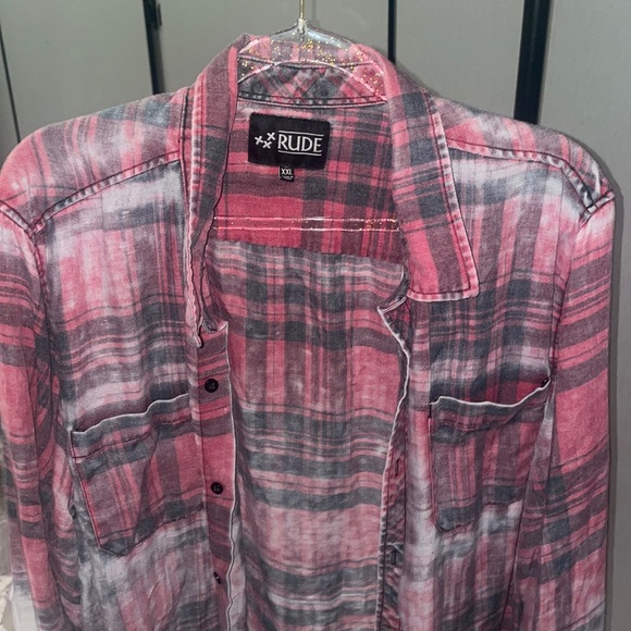 Rude Men Plaid Ombre Color Fade Long Sleeve Button-Up Casual Dress Shirt XXL - Picture 1 of 4